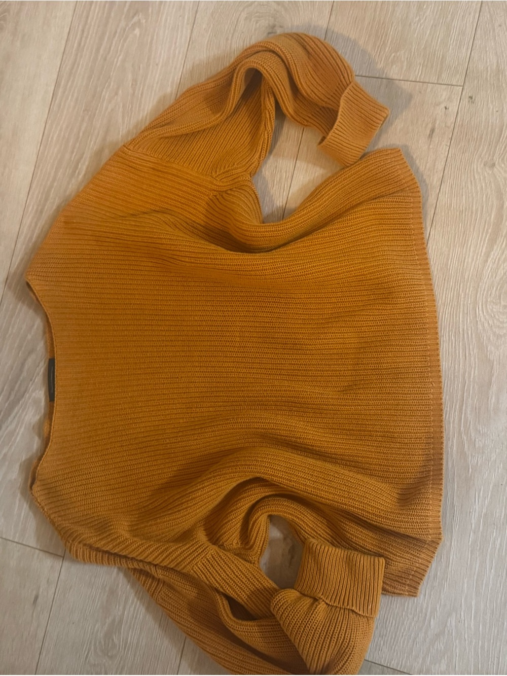 French Connection Off-the-Shoulder Knit Sweater in Mustard